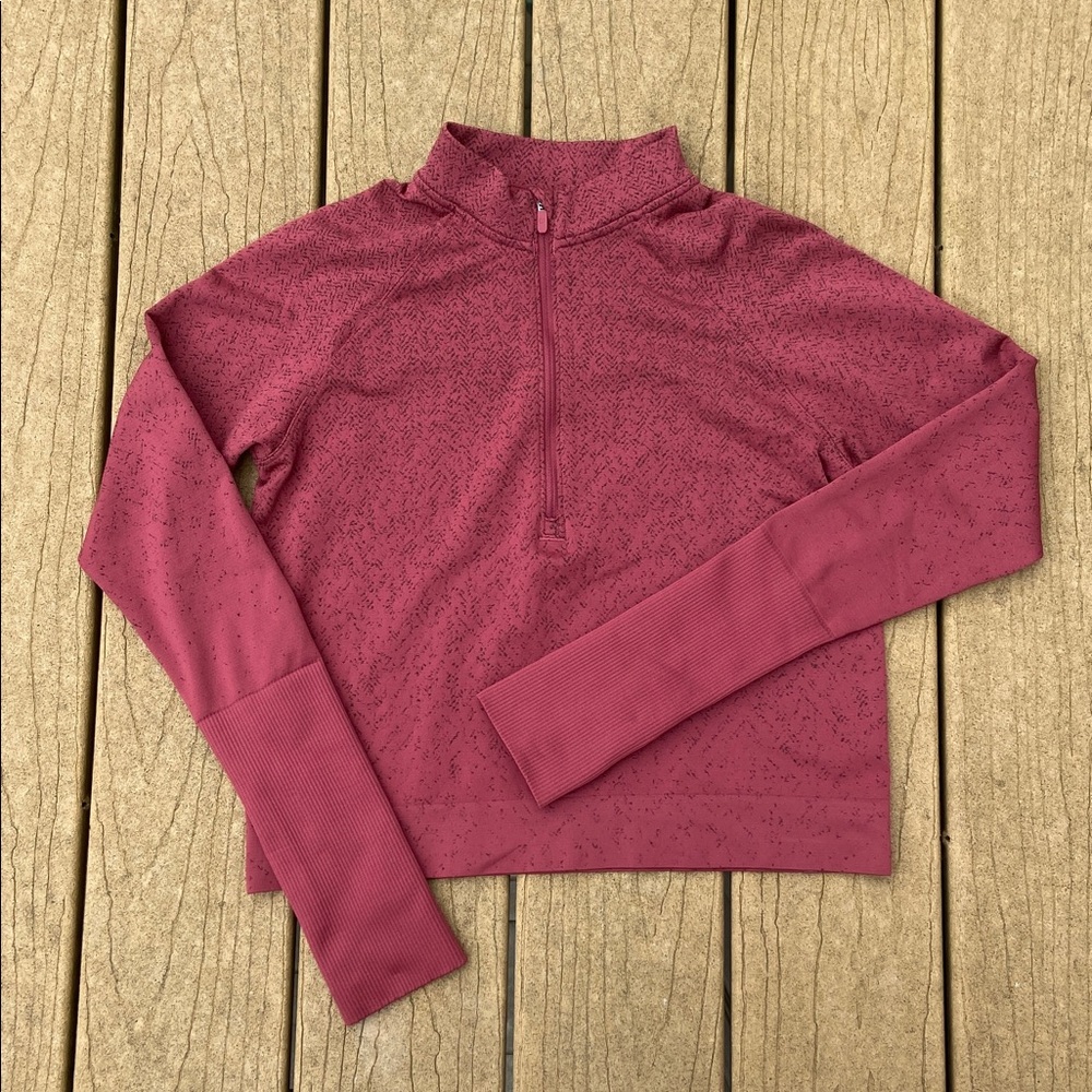 Lululemon Rest Less Cropped 1/2 Zip Rust / Red and Black Size 4